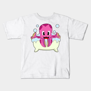 Octopus Bathe Bathtub Kids T-Shirt